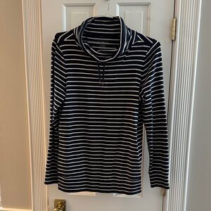 L.L. Bean Navy and Cream Striped Top